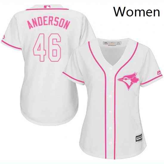 Womens Majestic Toronto Blue Jays 46 Brett Anderson Authentic White Fashion Cool Base MLB Jersey